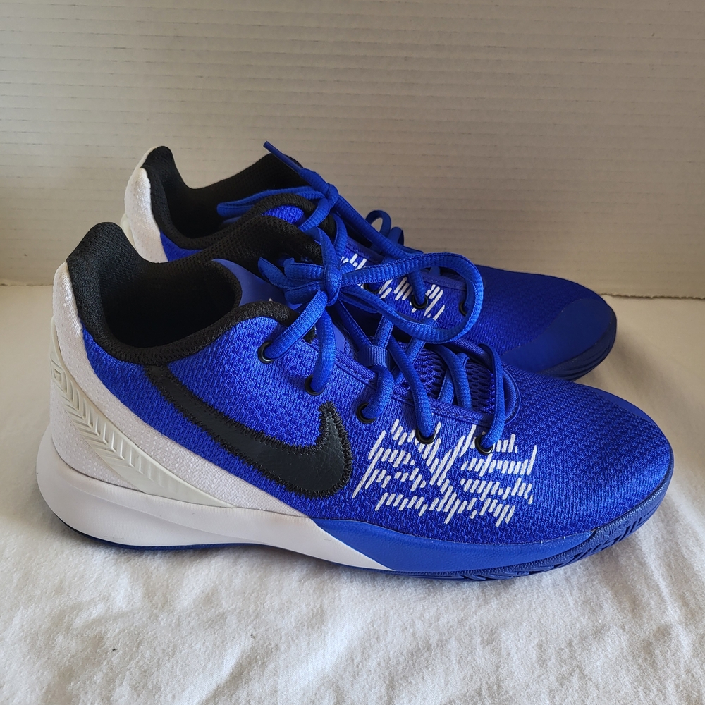 Blue and White Athletic Shoes